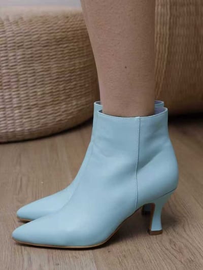 ZoeZo Design - laarzen - enkellaarzen - korte laarsjes - voorjaar/zomer - kittenheels - kleine naaldhak - blauw - (verkrijgbaar in 3 kleuren) met rits - maat 37 - hakhoogte 5 cm - imitatieleer