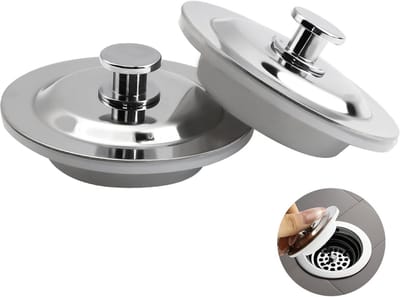 2 Stuks Universele Afvoerstop RVS - Geschikt voor Bad, Douche, Wastafel en Keukensink - 42-44 mm