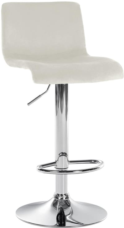 CLP Barkruk Hover - met rugleuning - verstelbaar - draaibar - metalen frame - fluweel - chroom/creme