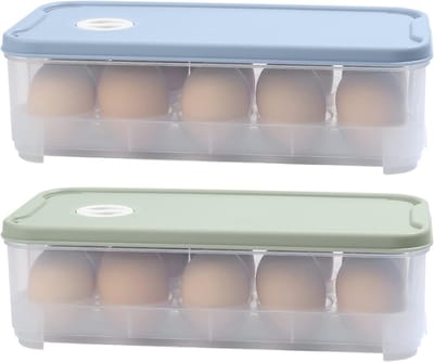 Set van 2 Plastic Eieren Dozen met Deksel voor 10 Eieren, Ideaal voor Keuken en Koelkast, Eenvoudige Opslag en Organisatie