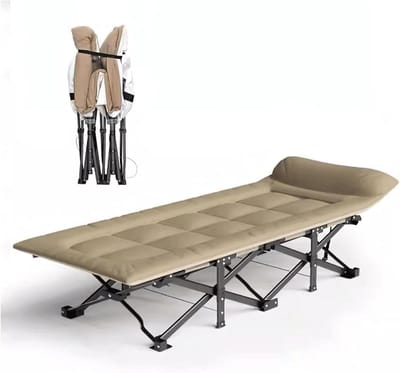 Opvouwbaar campingbed - Gastenbed kamperen - Ontspannen buiten - Extra breed ontwerp - 250 kg draagkracht - Zwart