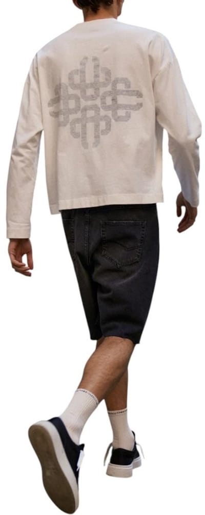 The Couture Club Heren T-shirt Wit TCCM3184 Slub Long Sleeve