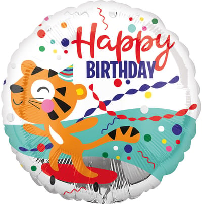Amscan Folieballon Happy Tiger Birthday Junior 43 Cm Wit