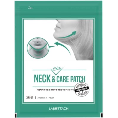 Wooshin Labottach Patch soin cou et menton – Masque hydrogel au collagène pour le soin du cou et du menton, 2 pièces