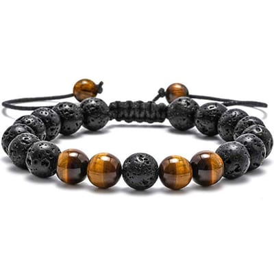 Victorious Natuurstenen Kralen Armband – Heren Armband – Dames Armband – Zwart & Bruin – 15 t/m 22cm