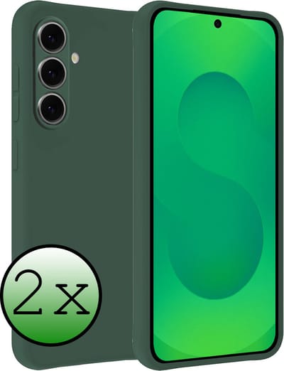 Hoesje 2 Stuks - Geschikt voor Samsung Galaxy S25 - Sterk & Shockproof - Case Siliconen - Back Cover - Telefoon Hoes - Donkergroen