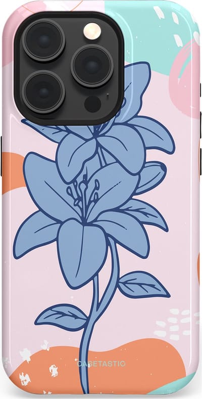 Casetastic hoesje geschikt voor Apple iPhone 15 Pro - MagSafe - Dubbellaagse bescherming - Roze Paarse Lelie Bloemen - Fashion Case - Wit Perzik Lichtblauw Mintgroen