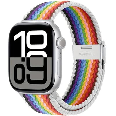 Watch band - geweven in de kleur gemengde kleuren 8 - 42/44/45/46/49mm - Nylon bandje geschikt voor Apple Watch - Geschikt als Apple watch bandje voor Series 1/2/3/4/5/6/7/8/9/10/SE/Ultra