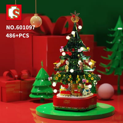 486+ PCS Kerstboom Bouwstenen/Verlichting Street View Muziekdoos Gemonteerd Bouwstenen/Kinderspeelgoed/Vakantiegeschenken