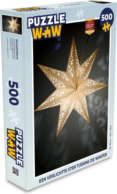 Puzzel Een verlichtte ster tijdens de winter - Legpuzzel - Puzzel 500 stukjes - Kerst - Cadeau - Kerstcadeau voor mannen, vrouwen en kinderen