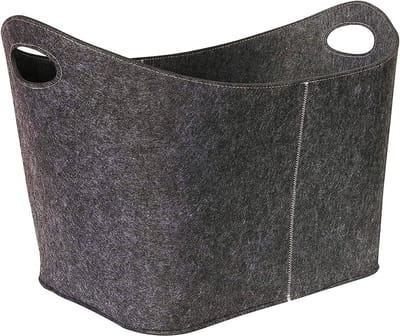 Haardhoutopslag - Houtopberging XXL Houtmand - Extra Dik Vilt - Grijs - Vilten Mand voor Brandhout - Versterkte Handgrepen - Groot