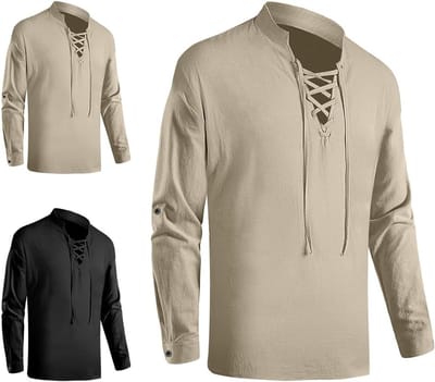 Korte Mouwen Middeleeuws Shirt voor Piratenkostuum - Casual Gothic, Viking en Steampunk Stijl voor Halloween en Feestjes