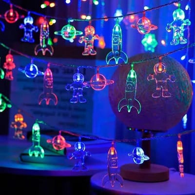 20 LED Slaapkamer Decoratieve String Lichten Ruimte Thema Astronaut Raket