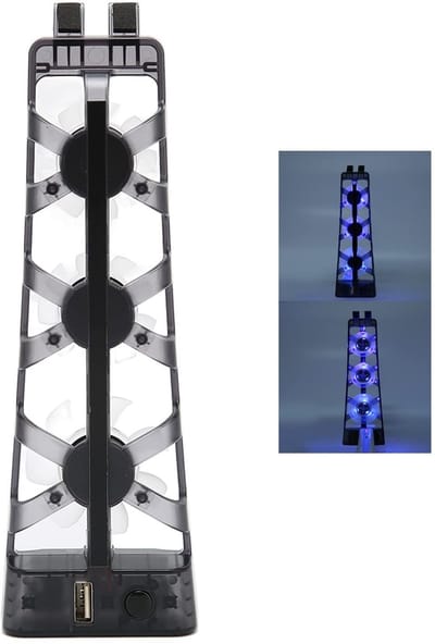 Allecto - PS5-accessoires - Koelventilator - Efficiënte gameconsole-koeler - Laag geluidsniveau - Met LED-licht - Geschikt voor PS5 - Disc en digit...
