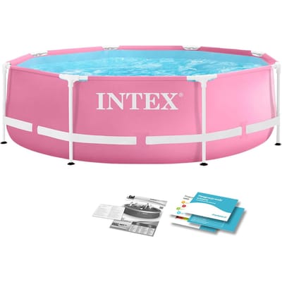 INTEX Metalen Frame Boven Grond Zwembad 244 x 76 cm Rond voor Roze