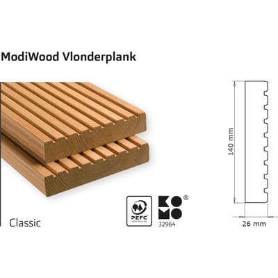 Intergard Vlonderplanken thermisch gemodificeerd Classic 390cm (26x140mm)