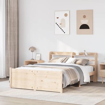 Bedframe Hout - Houten Bed Bedombouw - Goede Nachtrust - Met Hoofdbord Planken - 120x200 cm - Bruin