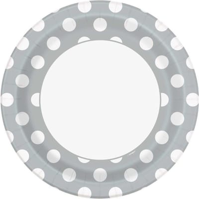 Bordjes Zilver met Stippen - 8 stuks