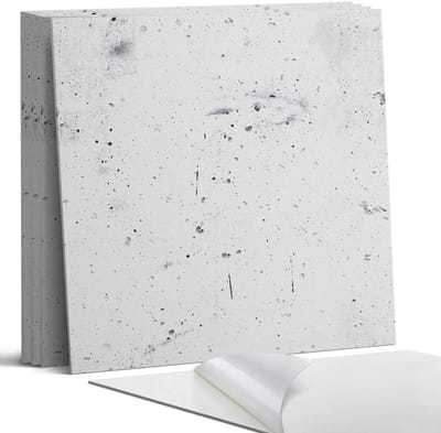 Coloray Wandpanelen Zelfklevend - Ruwe betontextuur Zelfklevende Wandpanelen - 50 cm x 50 cm - Wit Wandpaneel PVC - 4 stuks - Texturen Wandpanelen Zelfklevend - Wandbord Keuken - Wandpaneel Badkamer