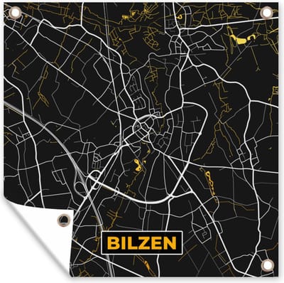 Tuin poster Stadskaart - Bilzen - Plattegrond - Goud - Kaart - 200x200 cm - Tuindoek