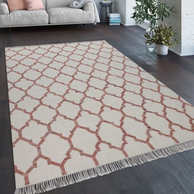 Paco Home vloerkleed woonkamer Marokkaans patroon franjes handgeweven wol meerkleurig 120x170 cm