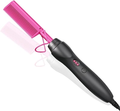 Elektrische stijltang met keramische coating, krultang, natuurlijke zwarte krultang, roze.