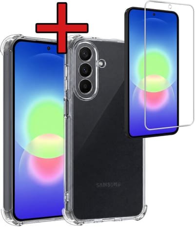 Hoesje - Met Screenprotector - Geschikt voor Samsung Galaxy A27 - Sterk & Shockproof - Back Cover - Siliconen Case - Telefoon Hoes - Shock Proof - Telefoonhoes - Transparant