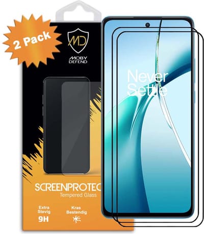 2-Pack MobyDefend Screenprotectors - Geschikt voor OnePlus Nord CE 4 Lite - Screensaver Met Zwarte Randen - Gehard Glas