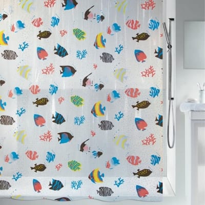 Famanu – Douchegordijn vissen multicolor 180 x 200 cm – antibacterieel vinyl, waterdicht
