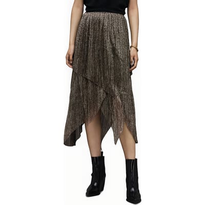 AllSaints Veena Skirt Black Gold Größe: 36 | Midiröcke Outlet | Damen | Schwarz