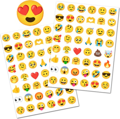 Emoji Stickers - 2 Stickervellen - Smiley en Emotie Stickers - 96 Stickers