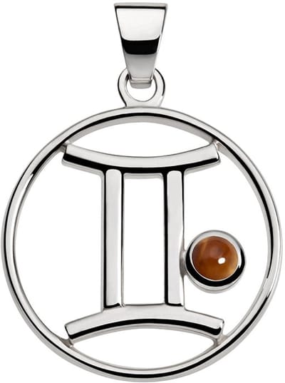 Tweelingen hanger met tijgeroog