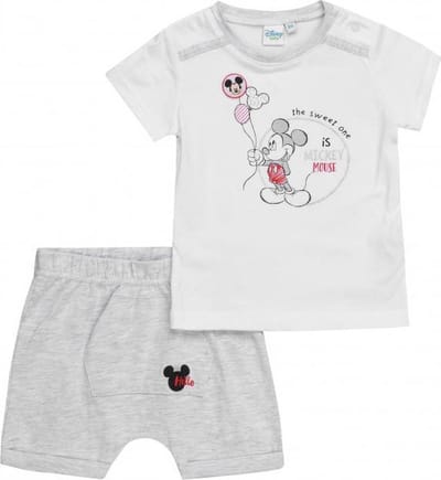 Disney Mickey Mouse zomer set - 2-delig - wit/grijs - maat 86 (24 maanden)