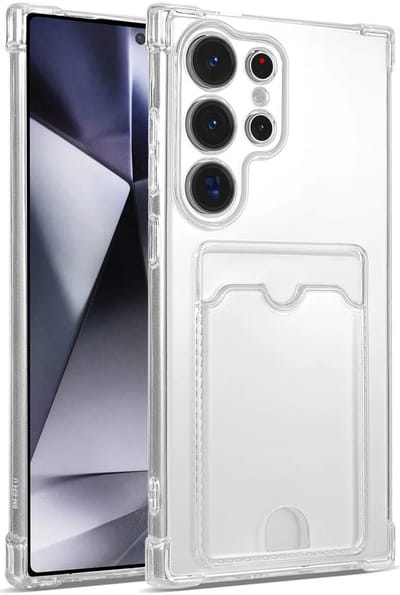 Transparant Hoesje met Pasjeshouder Geschikt voor Samsung Galaxy S25 Ultra | Back Cover Dun TPU | Schokbestendig | Ultra Dun | Kaarthouder Achterkant | Shockproof | Doorzichtig