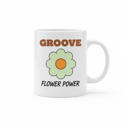 Groove Flower Power – Retro Bloemen Koffiemok 330 ml | Positieve Vibes & Vintage Stijl Cadeau