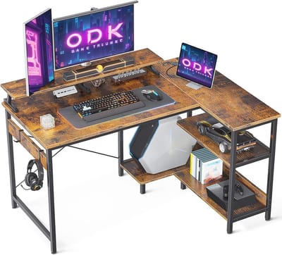 L-vormig Bureau met Opbergruimte voor Thuisgebruik en Gaming - 120 x 80 cm