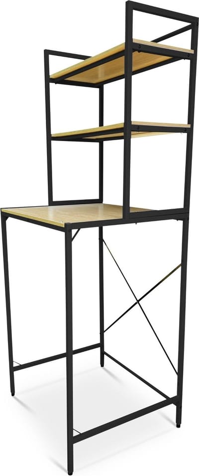 Neatlab Wasmachine Kast - Wasmachine Ombouw en Meubel Rek - 3 laagse Wasmachinekast - Zwart