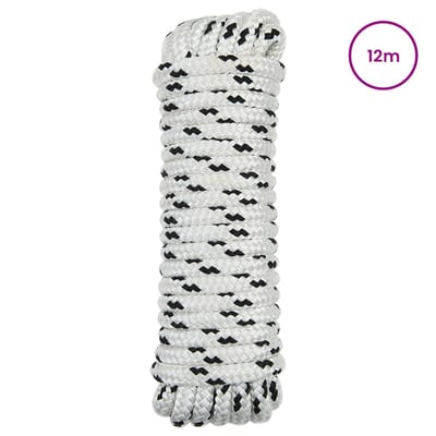 vidaXL - Boottouw - 14 - mm - 12 - m - Wit - en - zwart - Polyester