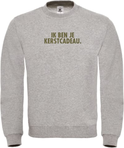 Foute kersttrui grijs XL - Ik ben je kerstcadeau - olijfgroen - soBAD. | Kersttrui soBAD. | kerstsweaters volwassenen | kerst hoodie volwassenen | Kerst outfit | Foute kerst truien