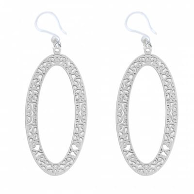 Allergievrije oorbellen- Filigraan- Open ovaal- Zilverkleur-Charme Bijoux