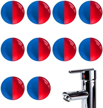 Ronde Adhesive Labels voor Badkameropslag, 10 Stuks Warm en Koud Water, Diameter 10mm, Perfect voor Organisatie