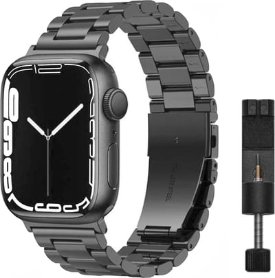MY PROTECT - Luxe Metalen Bandje - Geschikt Voor Apple Watch Bandje - Series 1/2/3/4/5/6/7/8/9/10/SE - 38mm - 40mm - 41mm - 42mm - Space Grey