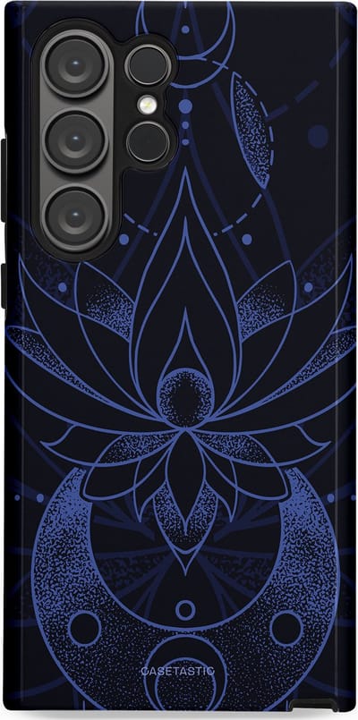 Casetastic Hoesje Geschikt voor Samsung S23 Ultra - Stijlvolle Beschermende Duo-layer Case - Lotus Nacht
