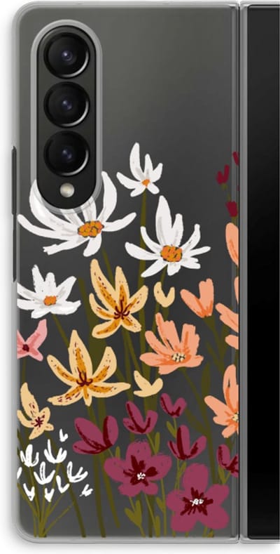 Case Company® - Hoesje geschikt voor Samsung Galaxy Z Fold4 hoesje - Painted wildflowers - Soft Cover Telefoonhoesje - Bescherming aan alle Kanten en Schermrand