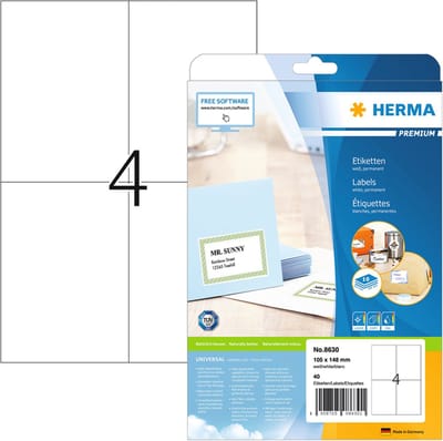 Etiket herma 8630 105x148mm premium wit 40st | 70 stuks