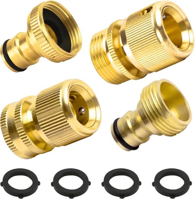 3/4 inch messing slang, snelkoppeling, tuinslang, mondstuk, aansluiten en snel loskoppelen, slangkoppelingen, mannelijk en vrouwelijk (4 stuks)