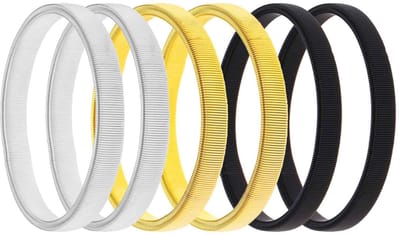 Peysaitr - Mouwophouder 3 Paar - Sleeve holders - Diameter 7 CM - Elastische Metalen Armbanden - Mouwophouders Dames Heren - Zwart/Goud/Zilver - 6 Stuks