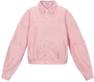 Comfortabel Dames Denim Spijkerjack met Hartvormige Elleboogstukken - Roze - Maat XS