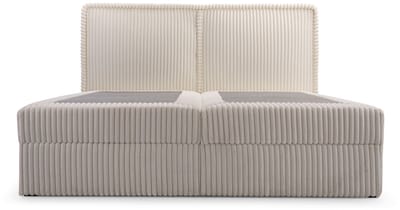 Boxspring Bed 04 - Houtconstructie en laminaatplaat - Bed met beddengoedcontainer - Corduroy stof - 140x200 - Lichtgrijs (Ambience 17)