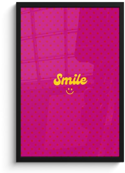 Poster in lijst - Fotolijst 40x60 cm - Posters - Smile - Stippen - Roze - Posterlijst zwart - Decoratie - Wanddecoratie woonkamer - Muurdecoratie slaapkamer